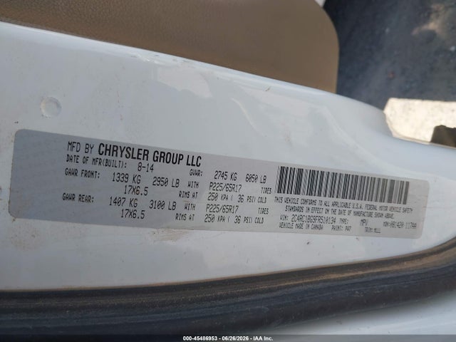 45486953 :رقم المزاد ، 2C4RC1BG9FR510134 vin ، 2015 Chrysler Town & Country Touring مزاد بيع