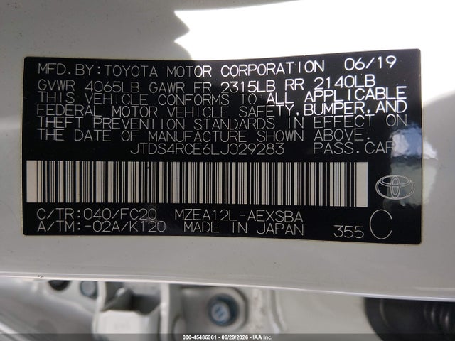 Toyota COROLLA SE 2020 JTDS4RCE6LJ029283 Image 9