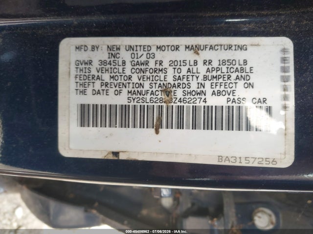 Aukcja sprzedaży 2003 Pontiac Vibe, vin: 5Y2SL62823Z462274, numer aukcji: 45486962
