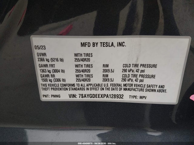 Aukcja sprzedaży 2023 Tesla Model Y Awd/long Range Dual Motor All-wheel Drive, vin: 7SAYGDEEXPA128932, numer aukcji: 45486970