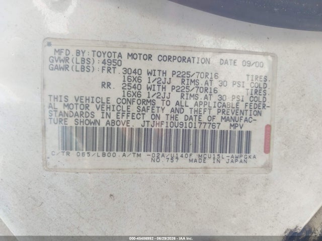 Продажа на аукционе авто 2001 Lexus Rx 300, vin: JTJHF10U910177767, номер лота: 45486992