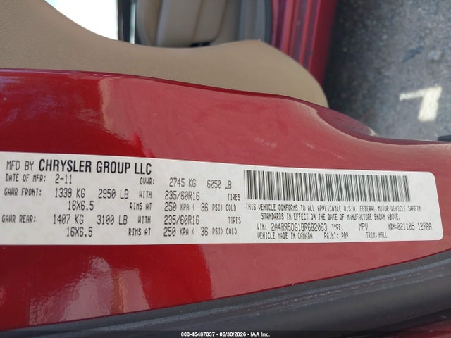 Aukcja sprzedaży 2011 Chrysler Town & Country Touring, vin: 2A4RR5DG1BR682083, numer aukcji: 45487037