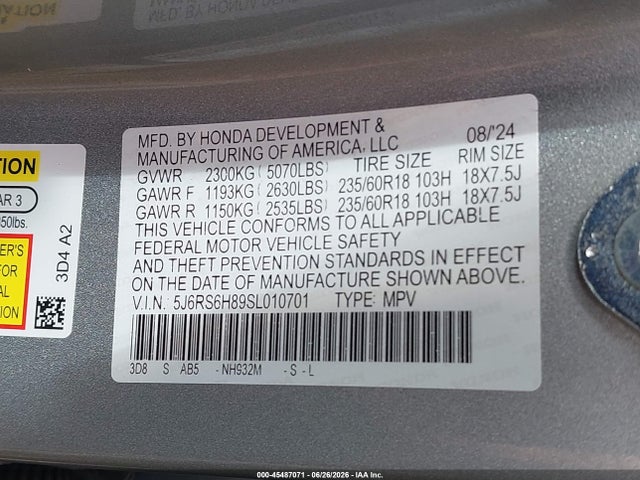 5J6RS6H89SL010701 Honda Cr-v Hybrid Sport-l