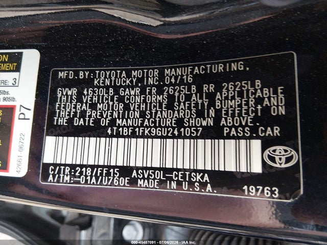 Toyota CAMRY SE 2016 4T1BF1FK9GU241057 Image 9