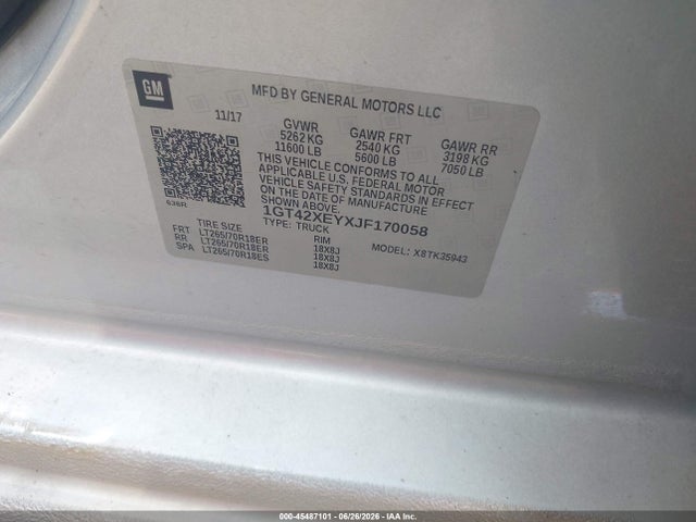 Aukcja sprzedaży 2018 Gmc Sierra 3500hd Slt, vin: 1GT42XEYXJF170058, numer aukcji: 45487101