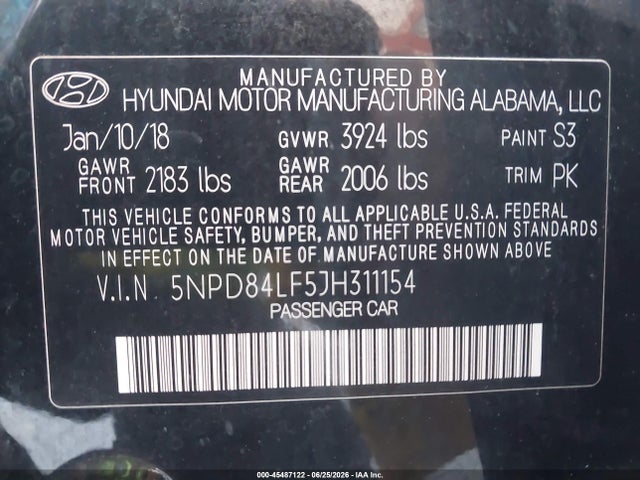 Hyundai ELANTRA SEL 2018 5NPD84LF5JH311154 Image 9