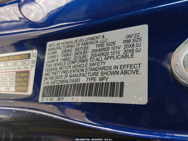 Продажа на аукционе авто 2022 Acura Rdx A-spec Advance Package/pmc Edition, vin: 5J8TC2H85NL016583, номер лота: 45487186