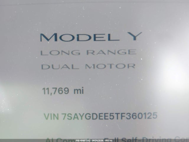 Продажа на аукционе авто 2026 Tesla Model Y All-wheel Drive/long Range Launch Series/premium All-wheel Drive, vin: 7SAYGDEE5TF360125, номер лота: 45487182
