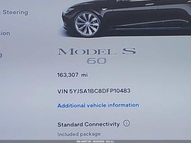 Продажа на аукционе авто 2013 Tesla Model S, vin: 5YJSA1BC8DFP10483, номер лота: 45487195