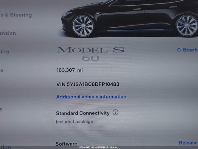 Продажа на аукционе авто 2013 Tesla Model S, vin: 5YJSA1BC8DFP10483, номер лота: 45487195
