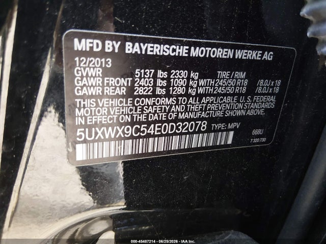 Продаж на аукціоні авто 2014 Bmw X3 Xdrive28i, vin: 5UXWX9C54E0D32078, номер лоту: 45487214
