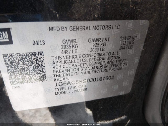 Продаж на аукціоні авто 2018 Cadillac Ats Premium Luxury, vin: 1G6AC5SS0J0167602, номер лоту: 45487270
