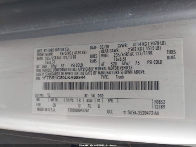 Ford Transit-250 2020 1FTBR1C80LKA68944 Image 9