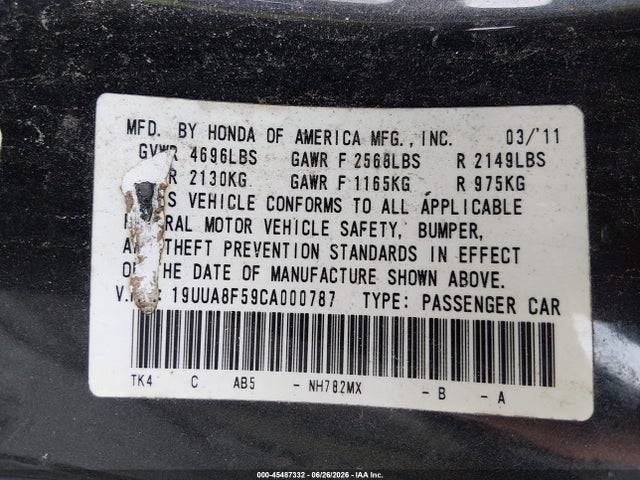 Aukcja sprzedaży 2012 Acura Tl 3.5, vin: 19UUA8F59CA000787, numer aukcji: 45487332