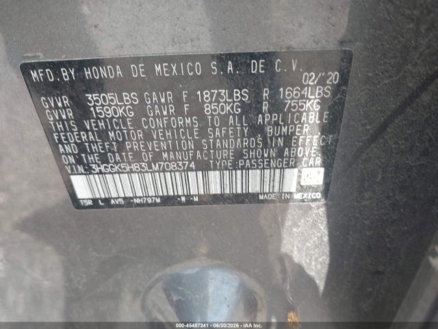 Honda FIT EX 2020 3HGGK5H83LM708374 Image 9