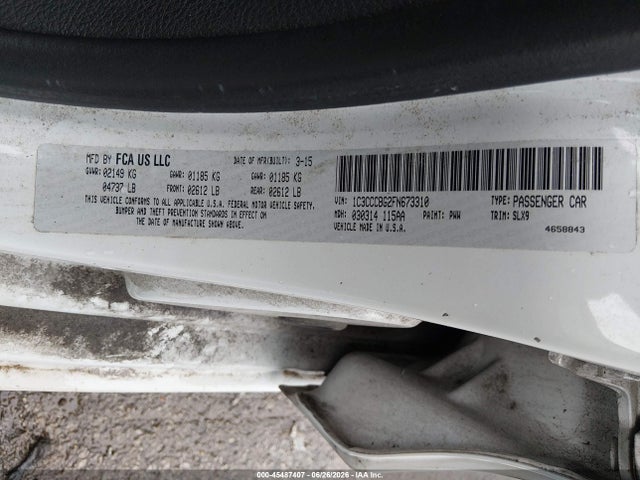 45487407 :رقم المزاد ، 1C3CCCBG2FN673310 vin ، 2015 Chrysler 200 S مزاد بيع
