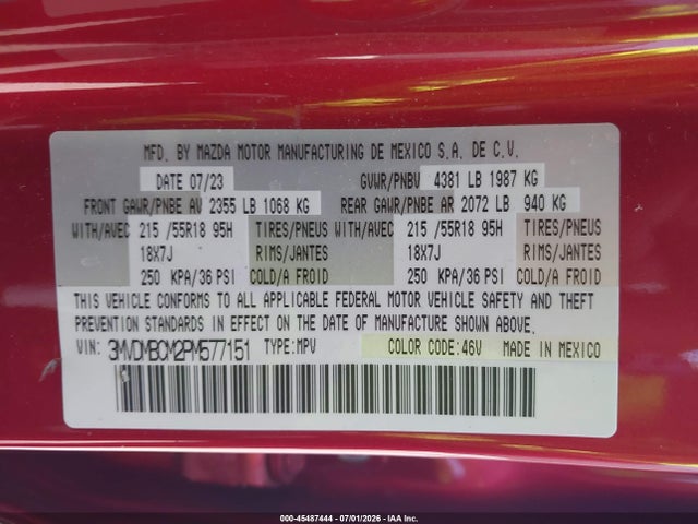 Aukcja sprzedaży 2023 Mazda Cx-30 2.5 S Preferred, vin: 3MVDMBCM2PM577151, numer aukcji: 45487444