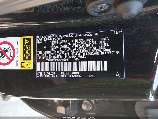 45487569 :رقم المزاد ، 2T2BK1BA6DC185001 vin ، 2013 Lexus Rx 350 مزاد بيع
