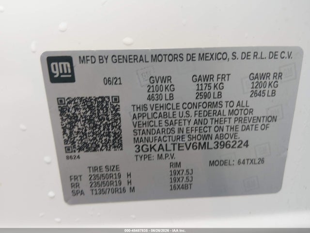 2021 Gmc Terrain Awd Sle მანქანა იყიდება აუქციონზე, vin: 3GKALTEV6ML396224, აუქციონის ნომერი: 45487835
