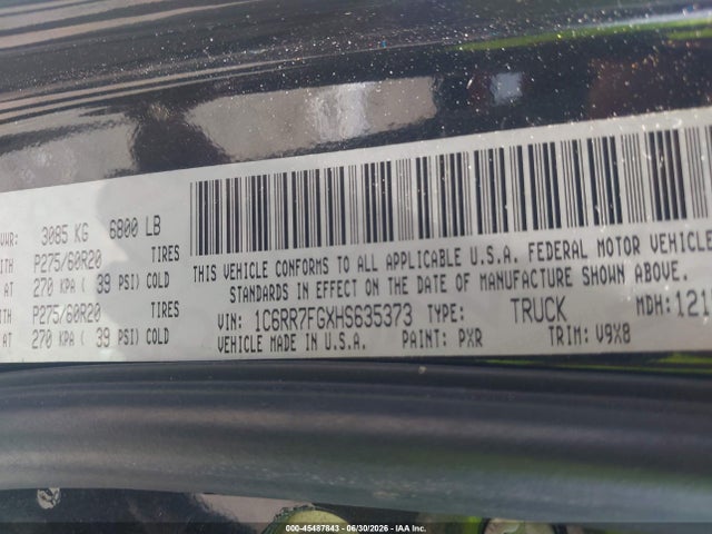 45487843 :رقم المزاد ، 1C6RR7FGXHS635373 vin ، 2017 Ram 1500 Express  4x4 6'4 Box مزاد بيع