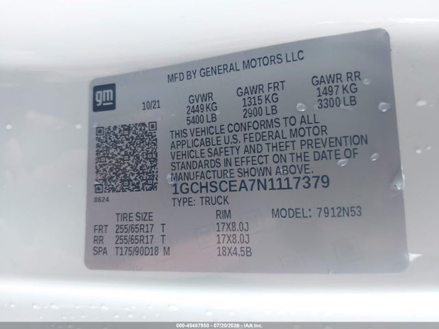 Aukcja sprzedaży 2022 Chevrolet Colorado 2wd  Long Box Lt, vin: 1GCHSCEA7N1117379, numer aukcji: 45487950
