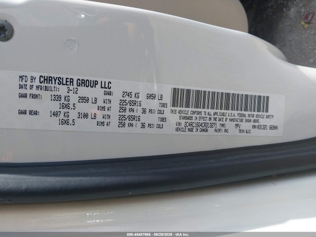 Aukcja sprzedaży 2012 Chrysler Town & Country Touring, vin: 2C4RC1BG4CR313271, numer aukcji: 45487968