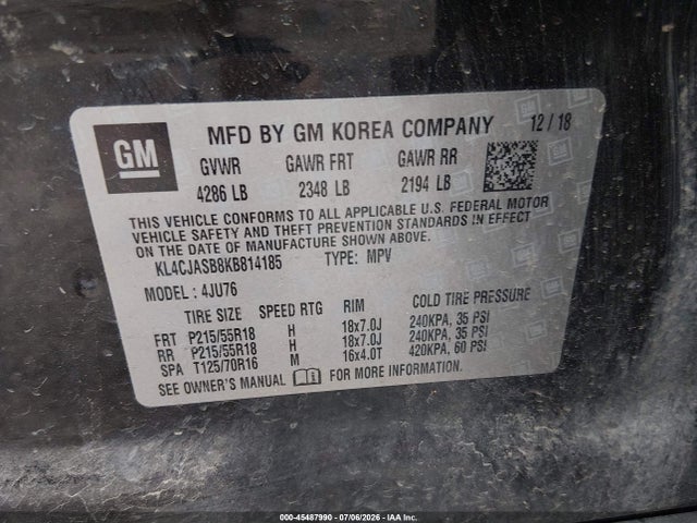 Продажа на аукционе авто 2019 Buick Encore Fwd Preferred, vin: KL4CJASB8KB814185, номер лота: 45487990