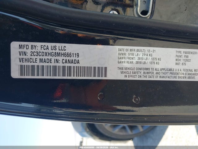 2C3CDXHG8MH666119 Dodge Charger Gt Rwd