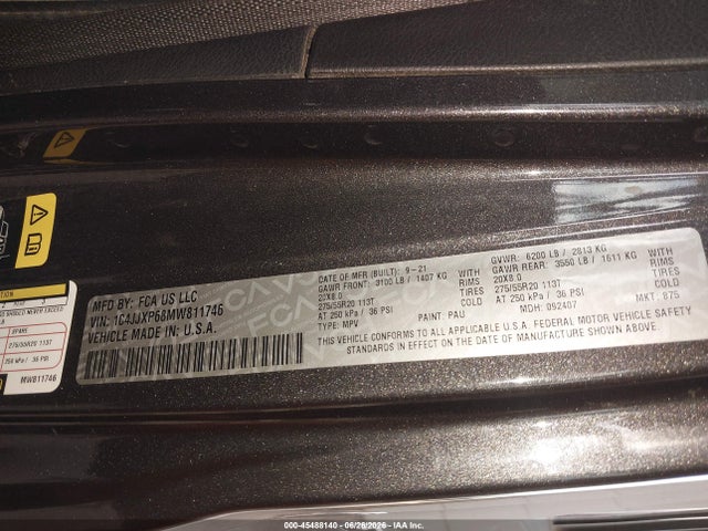 Продаж на аукціоні авто 2021 Jeep Wrangler 4xe Unlimited High Altitude 4x4, vin: 1C4JJXP68MW811746, номер лоту: 45488140