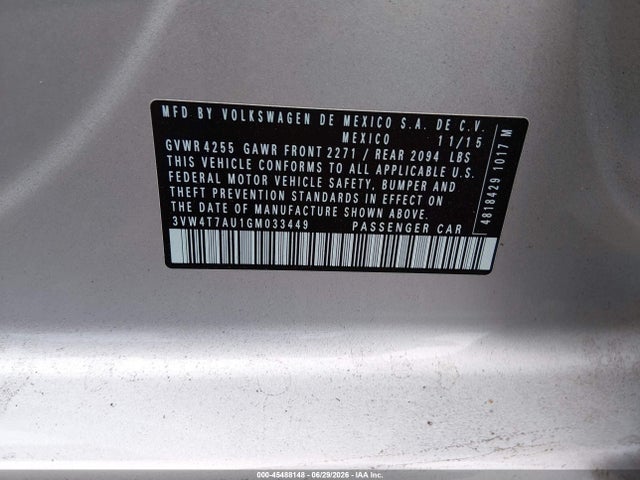 Продаж на аукціоні авто 2016 Volkswagen Golf Gti Se 4-door, vin: 3VW4T7AU1GM033449, номер лоту: 45488148