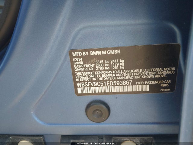 Продаж на аукціоні авто 2014 Bmw M5, vin: WBSFV9C51ED593867, номер лоту: 45488224