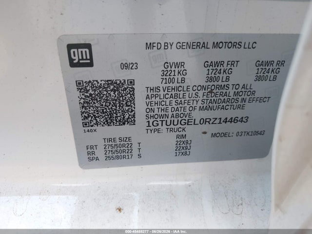 Aukcja sprzedaży 2024 Gmc Sierra 1500 4wd  Short Box Denali, vin: 1GTUUGEL0RZ144643, numer aukcji: 45488277