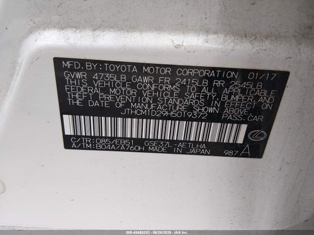 Aukcja sprzedaży 2017 Lexus Is 300, vin: JTHCM1D29H5019372, numer aukcji: 45488283