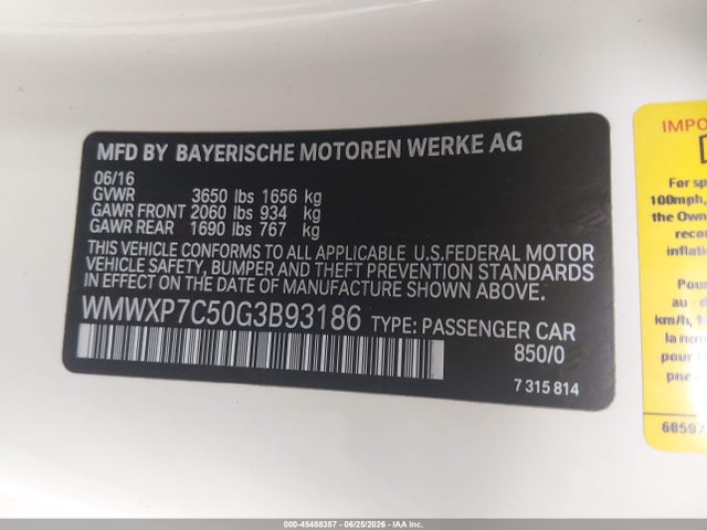 Продаж на аукціоні авто 2016 Mini Hardtop Cooper S, vin: WMWXP7C50G3B93186, номер лоту: 45488357