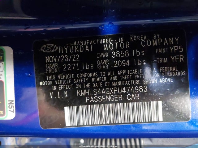 Продаж на аукціоні авто 2023 Hyundai Elantra Sel, vin: KMHLS4AGXPU474983, номер лоту: 45488360