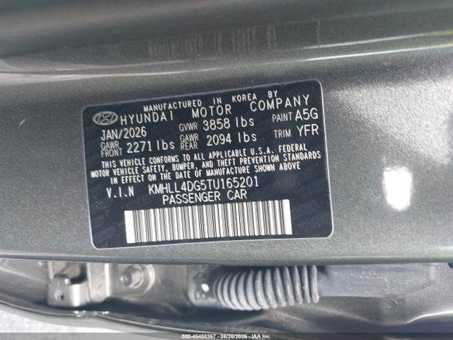 2026 Hyundai Elantra Se მანქანა იყიდება აუქციონზე, vin: KMHLL4DG5TU165201, აუქციონის ნომერი: 45488367