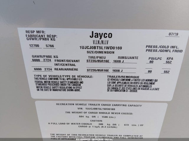 Jayco Eagle 2020 1UJCJ0BT5L1WD0169 Image 9