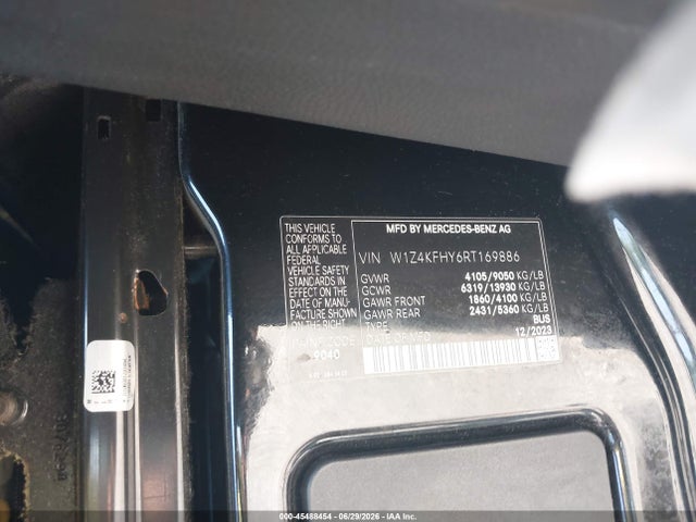45488454 :رقم المزاد ، W1Z4KFHY6RT169886 vin ، 2024 Mercedes-benz Sprinter 2500 Standard Roof 4-cyl Diesel مزاد بيع