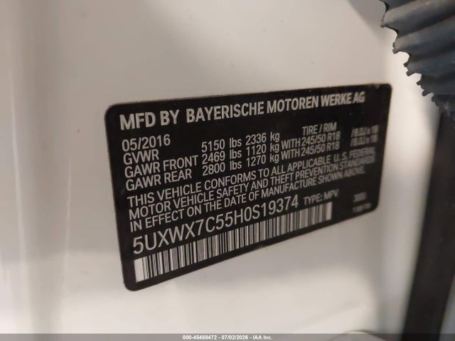 Продажа на аукционе авто 2017 Bmw X3 Xdrive35i, vin: 5UXWX7C55H0S19374, номер лота: 45488472