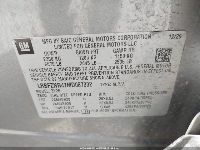 Продажа на аукционе авто 2021 Buick Envision Fwd Essence, vin: LRBFZNR47MD087332, номер лота: 45488571