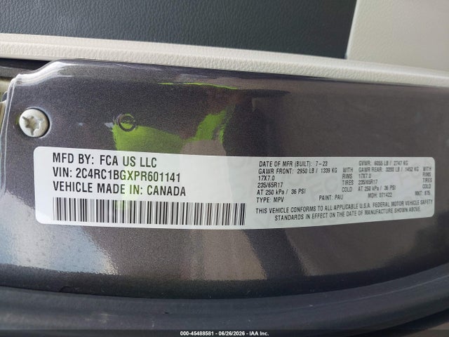 Продаж на аукціоні авто 2023 Chrysler Pacifica Touring L, vin: 2C4RC1BGXPR601141, номер лоту: 45488581