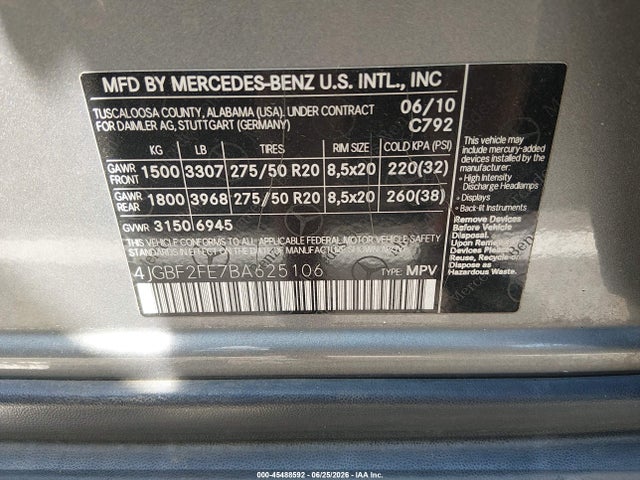 Продажа на аукционе авто 2011 Mercedes-benz Gl 350 Bluetec, vin: 4JGBF2FE7BA625106, номер лота: 45488592
