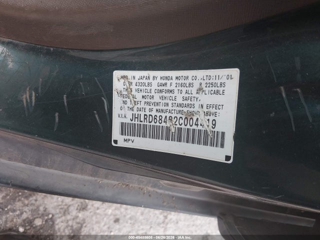 45488608 :رقم المزاد ، JHLRD68482C004419 vin ، 2002 Honda Cr-v Lx مزاد بيع