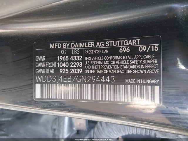 Продаж на аукціоні авто 2016 Mercedes-benz Cla 250, vin: WDDSJ4EB7GN294443, номер лоту: 45488614