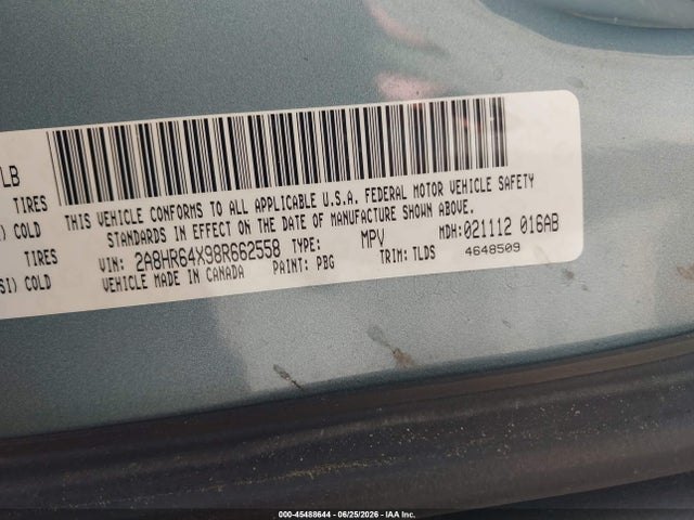 45488644 :رقم المزاد ، 2A8HR64X98R662558 vin ، 2008 Chrysler Town & Country Limited مزاد بيع