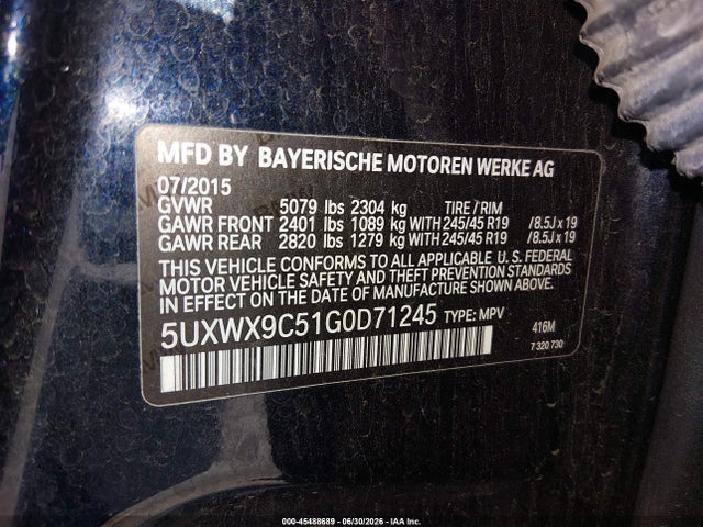 Продажа на аукционе авто 2016 Bmw X3 Xdrive28i, vin: 5UXWX9C51G0D71245, номер лота: 45488689