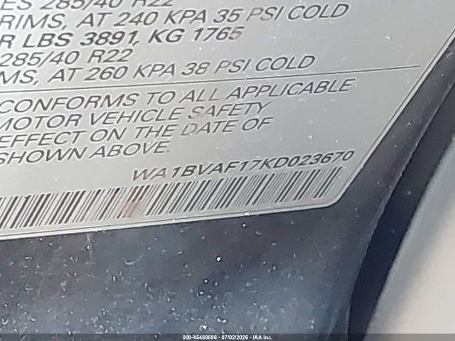 Продажа на аукционе авто 2019 Audi Q8 55 Premium, vin: WA1BVAF17KD023670, номер лота: 45488696