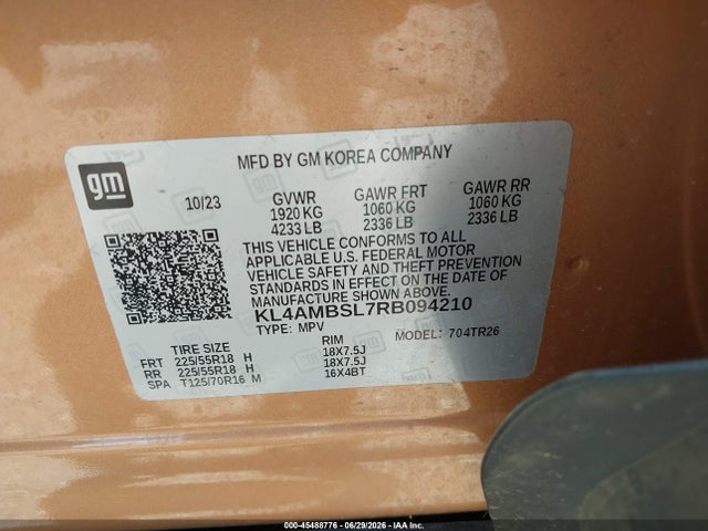 2024 Buick Encore Gx Preferred Fwd მანქანა იყიდება აუქციონზე, vin: KL4AMBSL7RB094210, აუქციონის ნომერი: 45488776