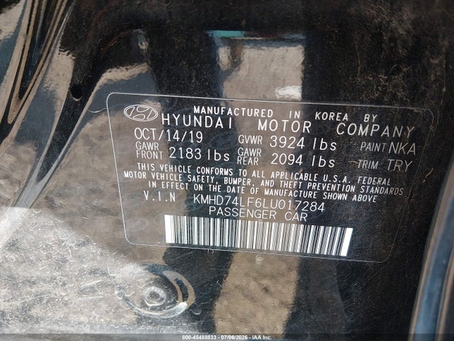 Aukcja sprzedaży 2020 Hyundai Elantra Se, vin: KMHD74LF6LU017284, numer aukcji: 45488833