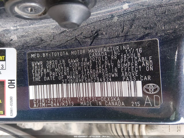 Toyota COROLLA SE 2017 2T1BURHE5HC794934 Image 9